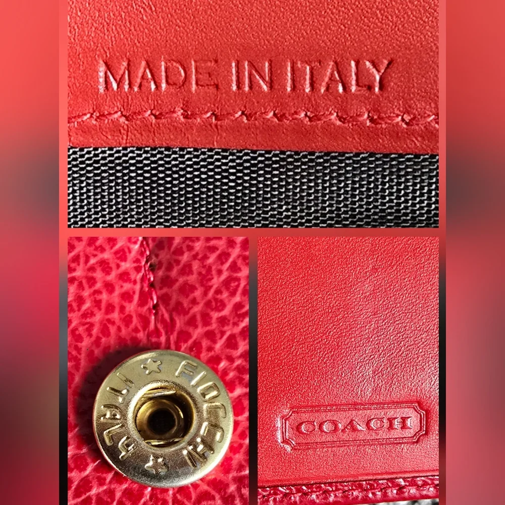 Vintage Coach Madison Envelope Clutch 4478 Red Leather Wallet Made In Italy EUC - Picture 6 of 15